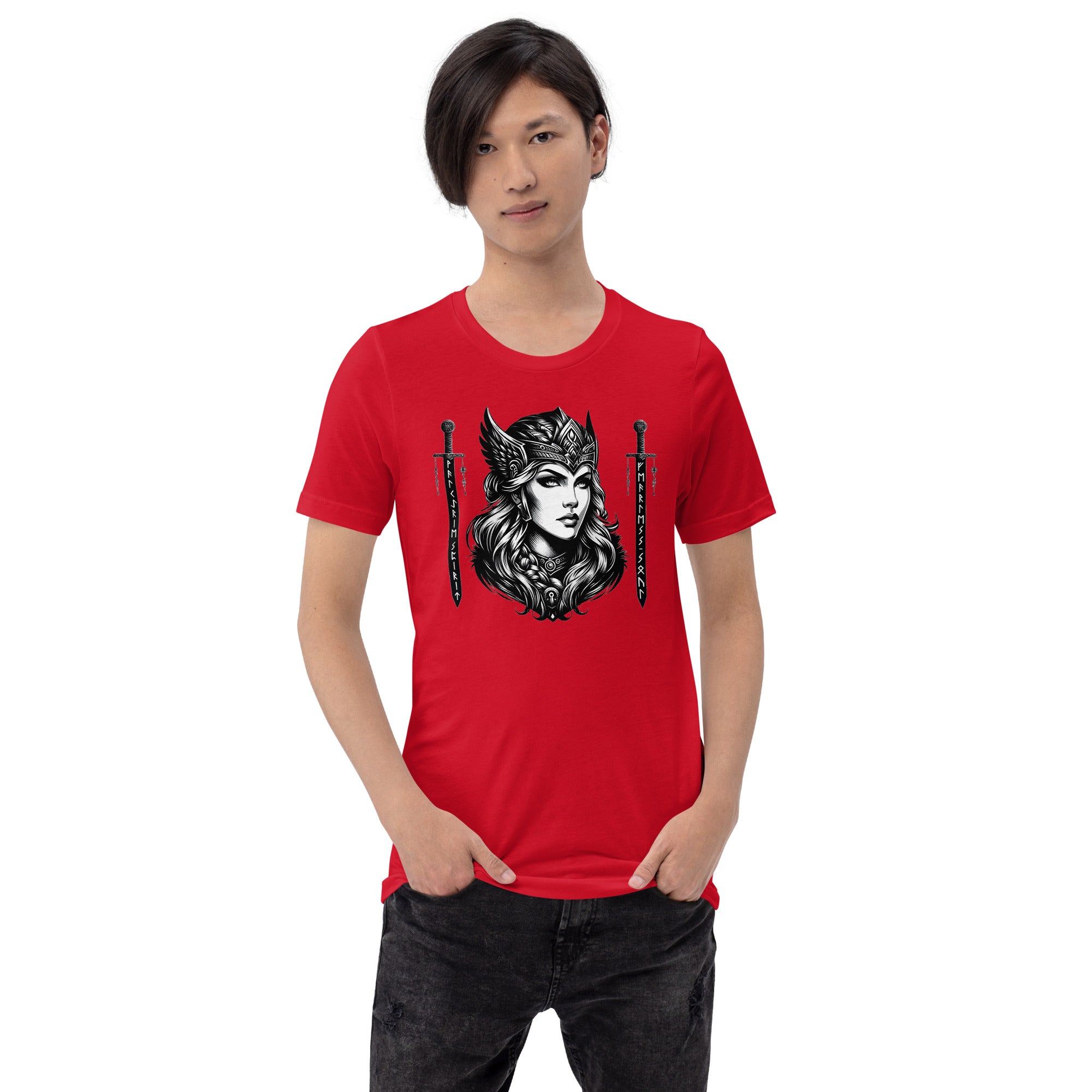 Viking Fearless - Valhalla Norse Apparel Black White Design Short-Sleeve Unisex T-Shirt