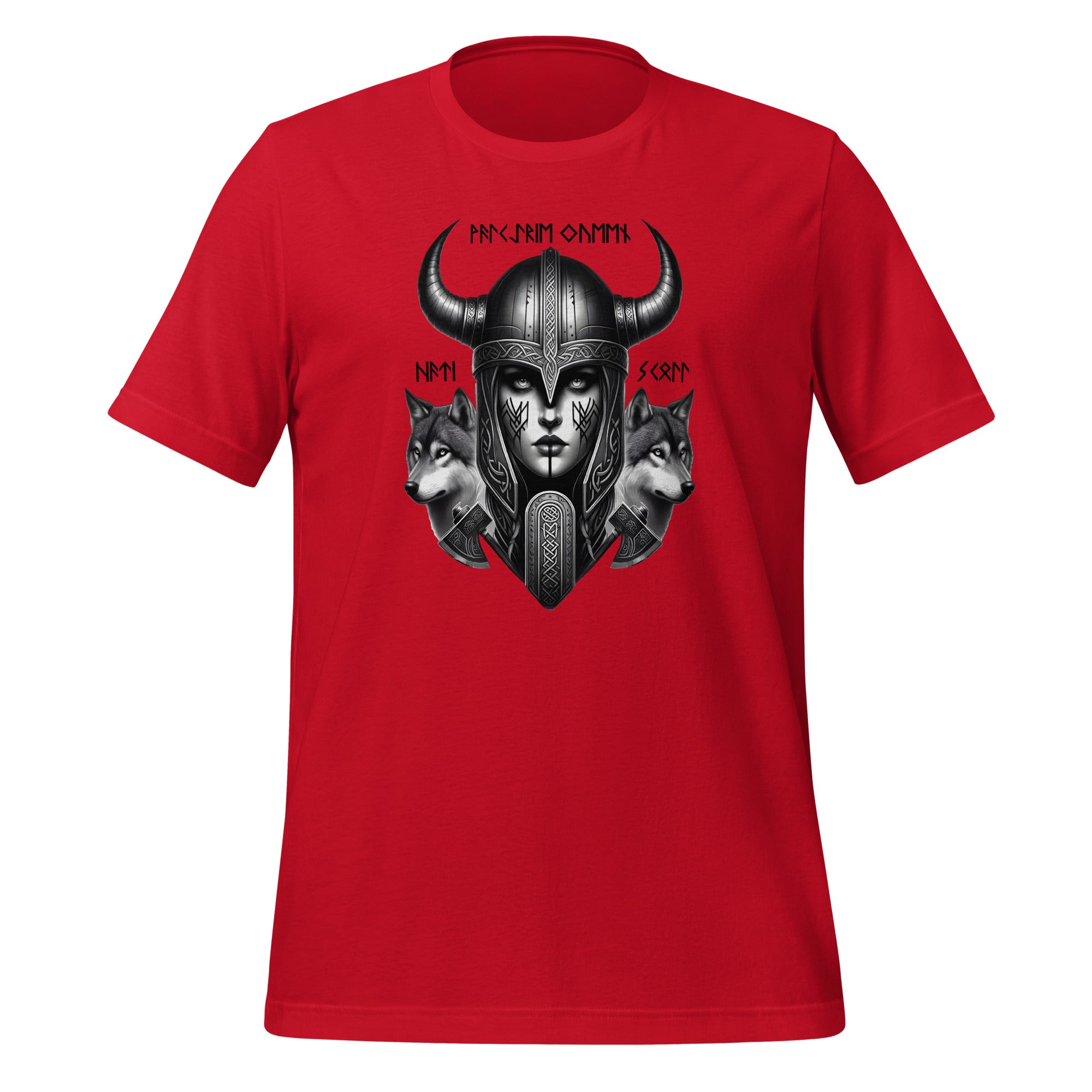 Viking Wolfsmaiden - Valhalla Norse Apparel Black White Design Short-Sleeve Unisex T-Shirt