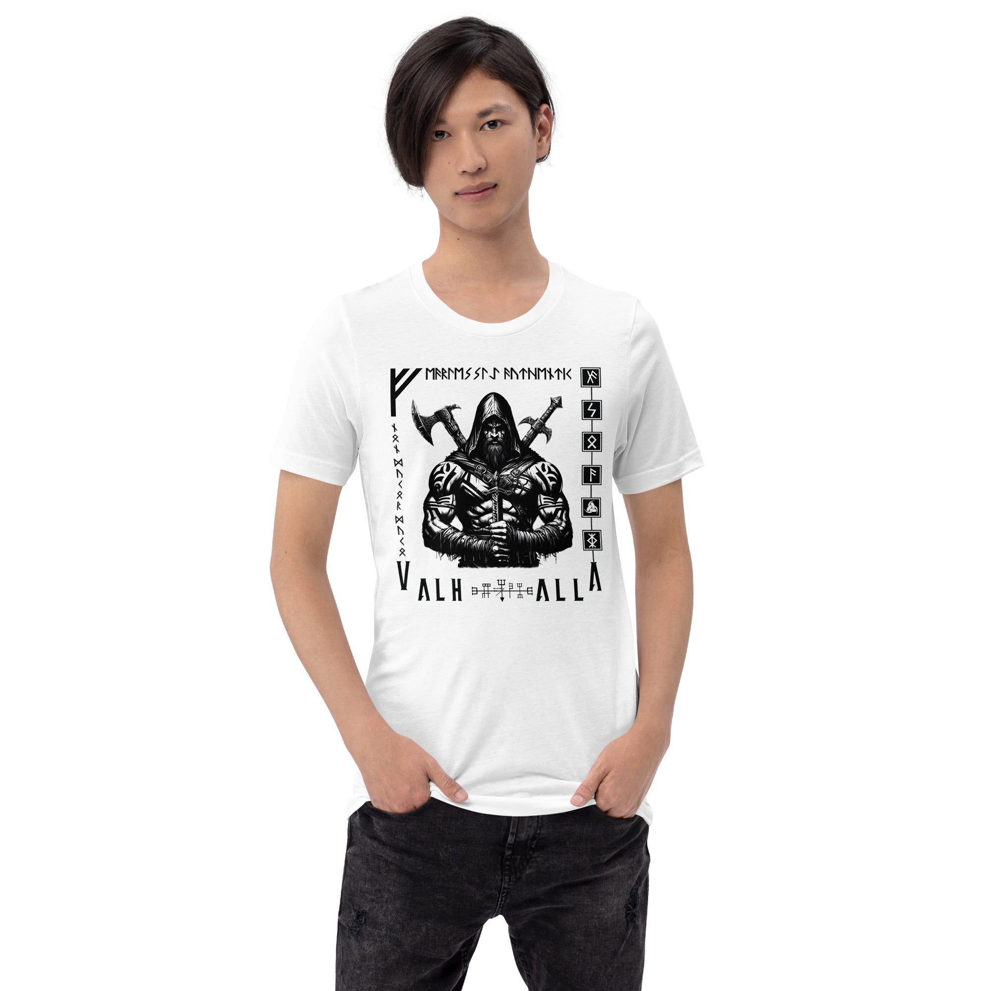 Viking Leader - Valhalla Norse Apparel Black White Short-Sleeve Unisex T-Shirt