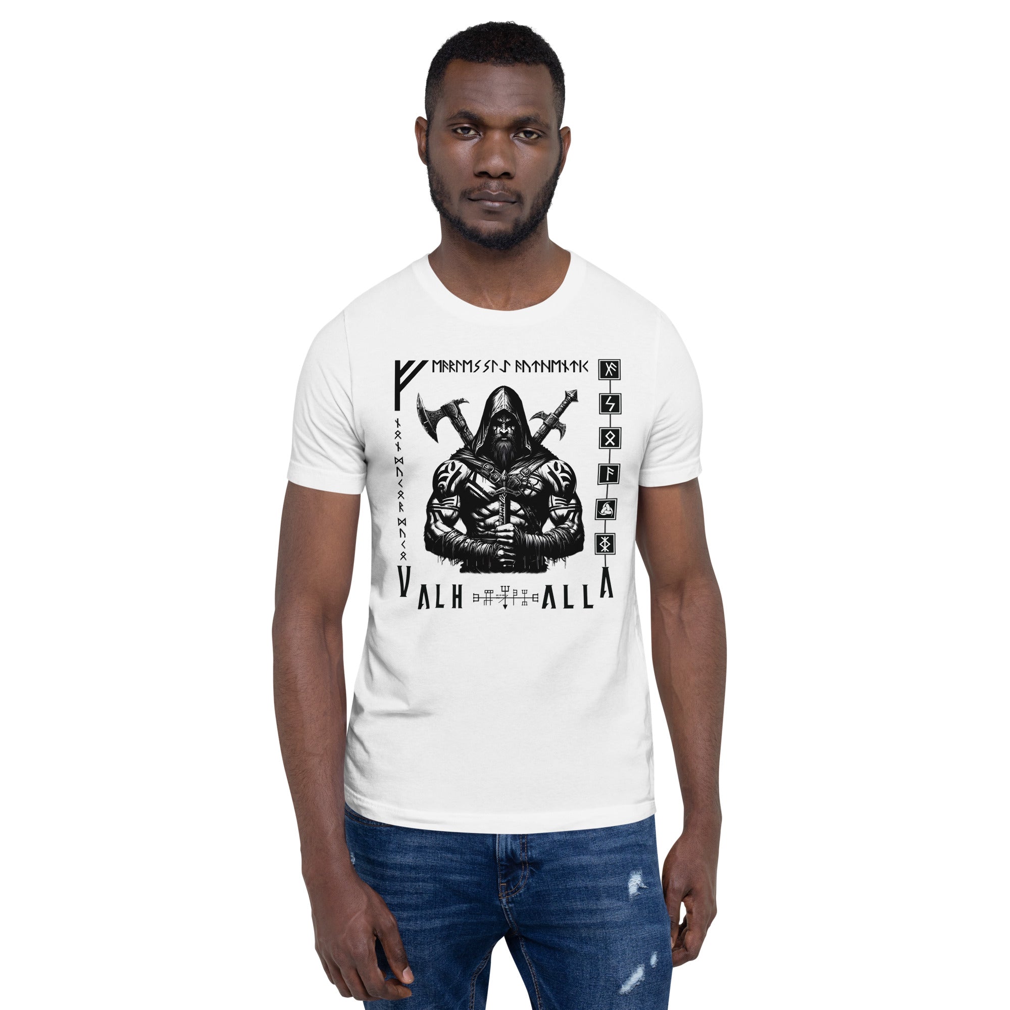 Viking Leader - Valhalla Norse Apparel Black White Short-Sleeve Unisex T-Shirt