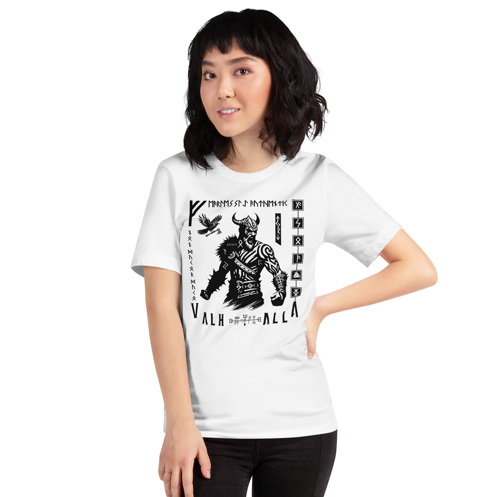 Viking Rampage - Valhalla Norse Apparel Black White Short-Sleeve Unisex T-Shirt