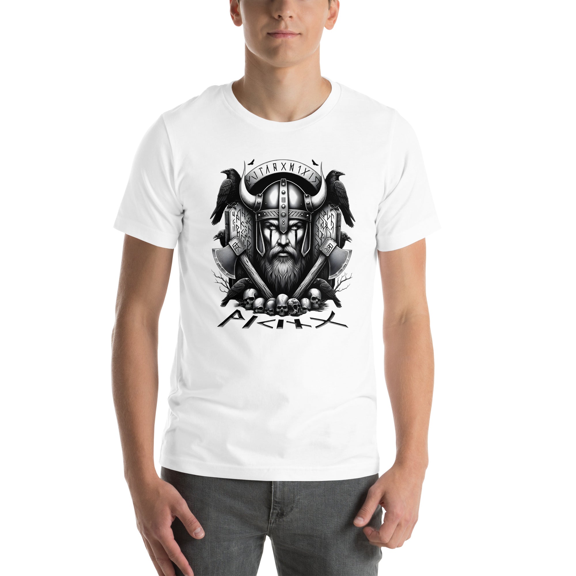 Viking Rememberance - Valhalla Norse Apparel Black White Short-Sleeve Unisex T-Shirt