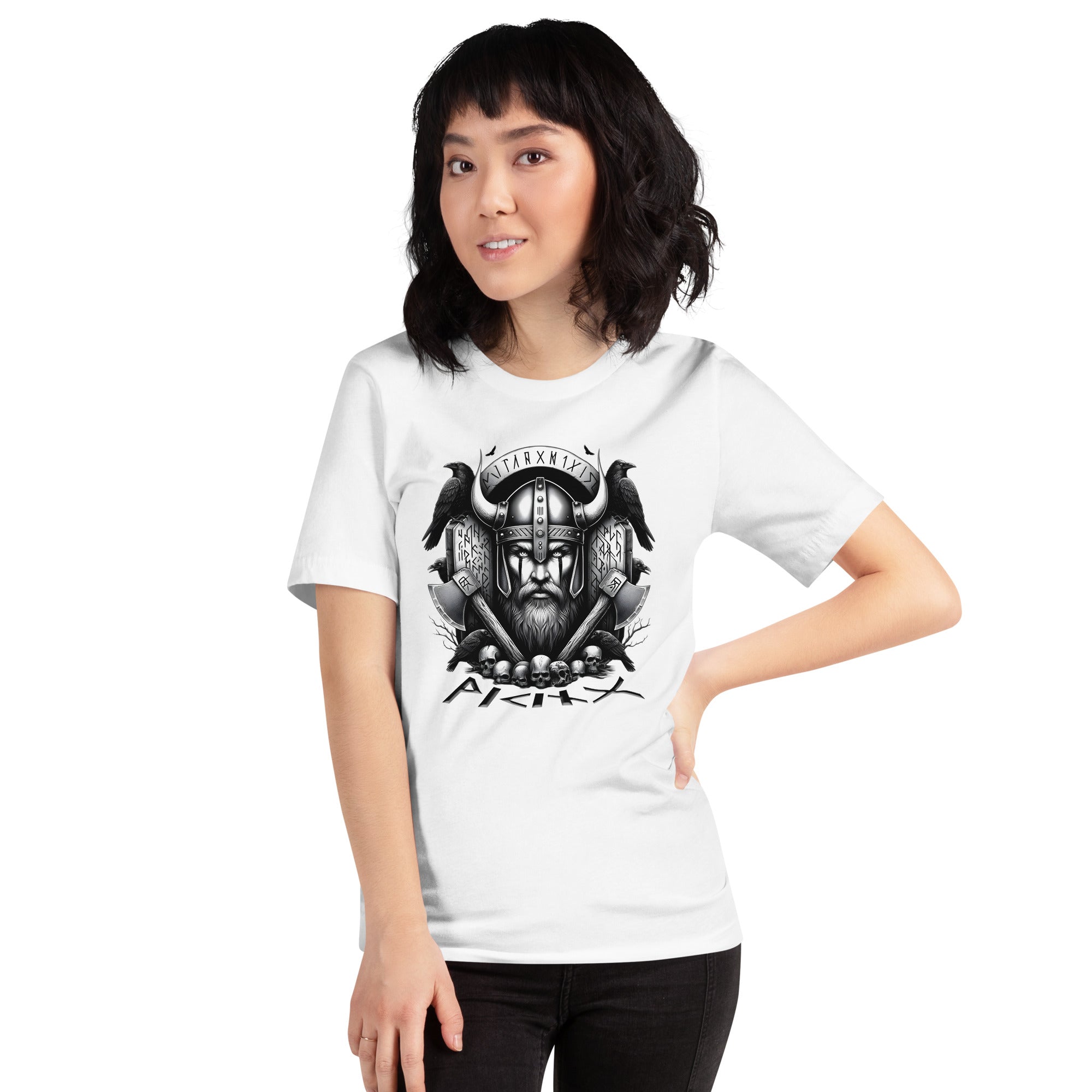 Viking Rememberance - Valhalla Norse Apparel Black White Short-Sleeve Unisex T-Shirt