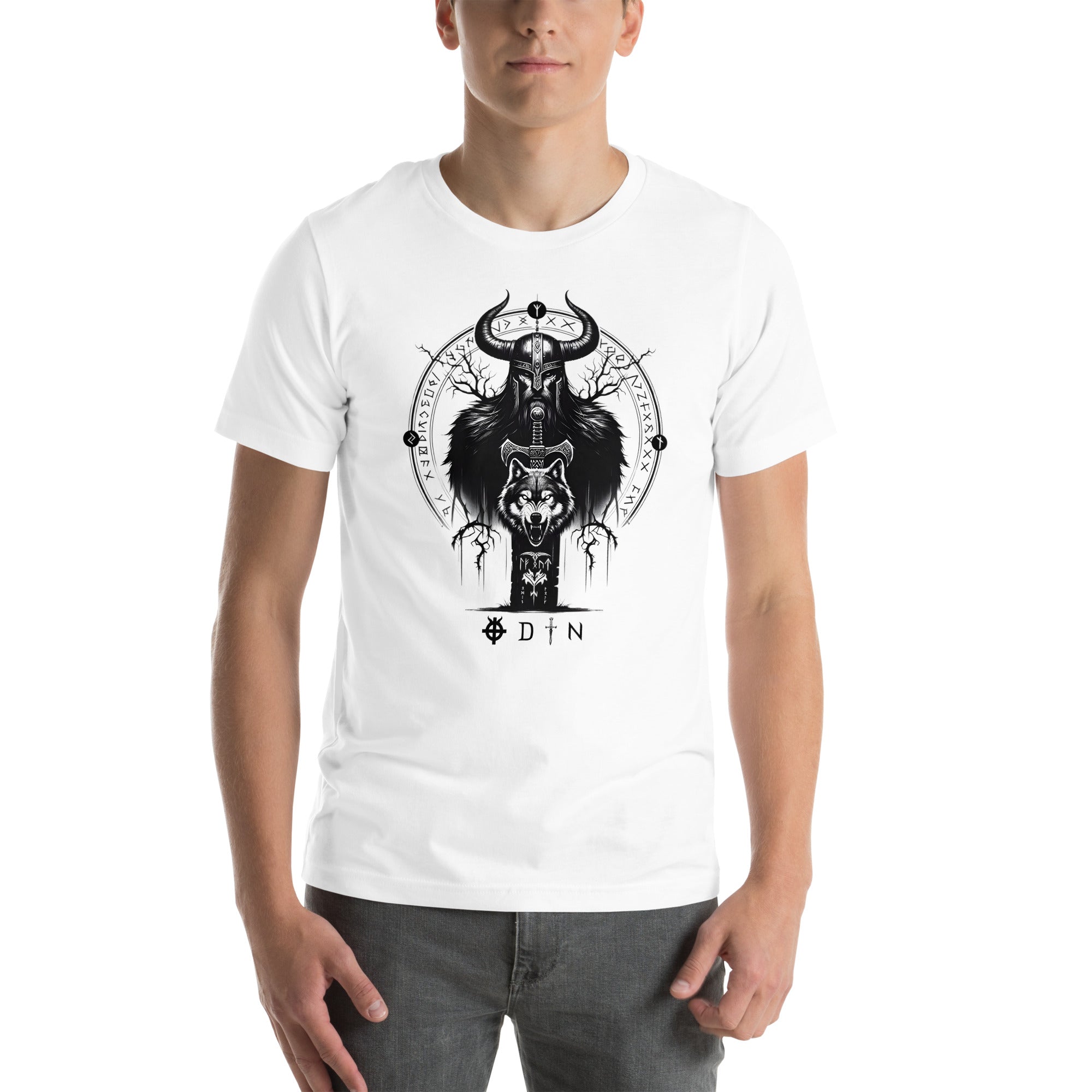 Viking Legend - Valhalla Norse Apparel Black White Short-Sleeve Unisex T-Shirt