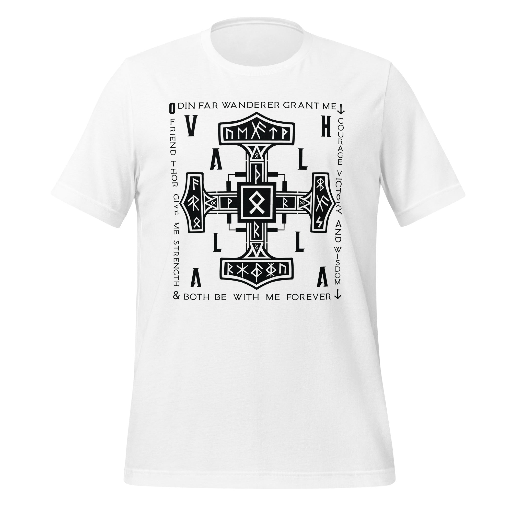 Viking Mjolnir - Valhalla Norse Apparel Black White Short-Sleeve Unisex T-Shirt