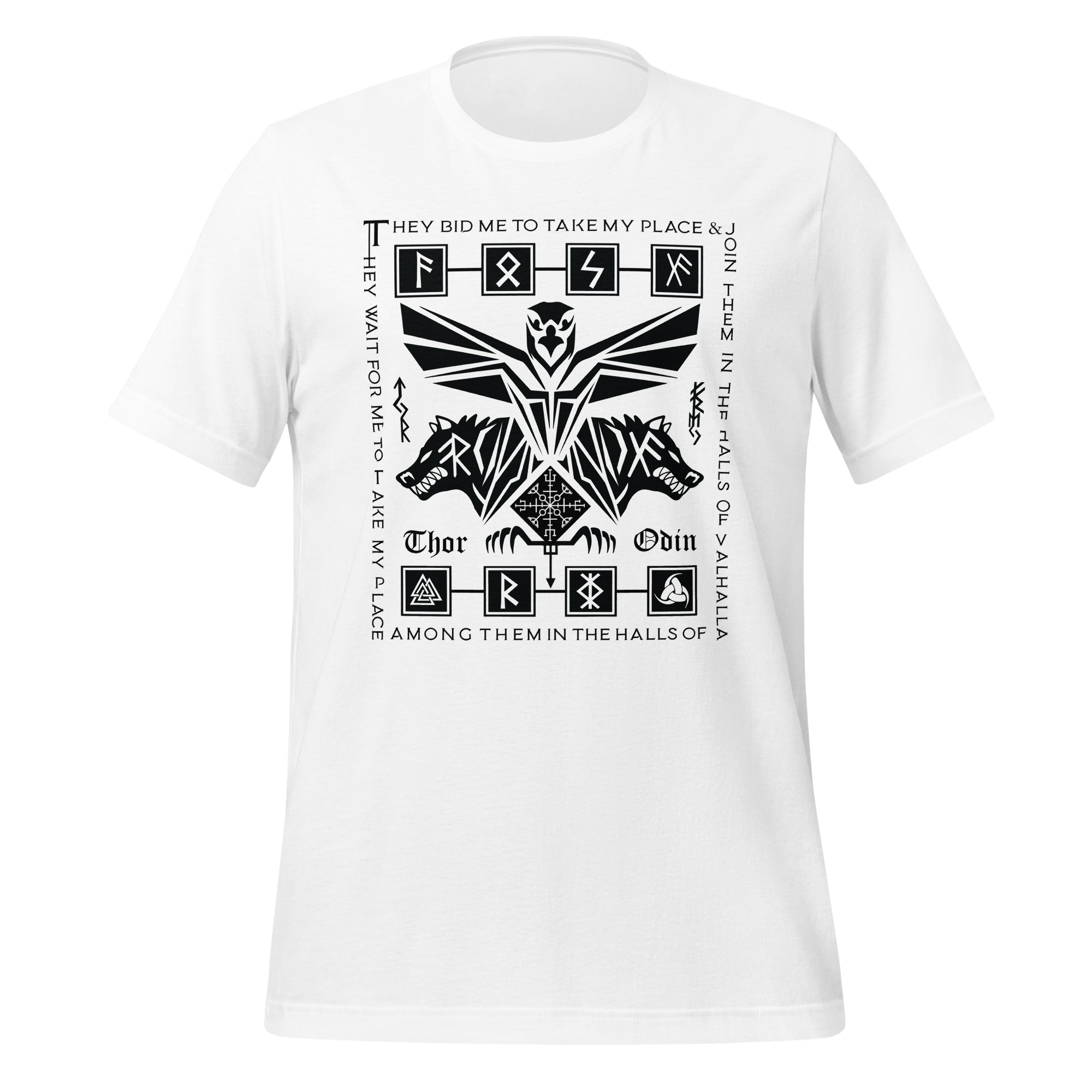 Viking Guardians - Valhalla Norse Apparel Black White Short-Sleeve Unisex T-Shirt