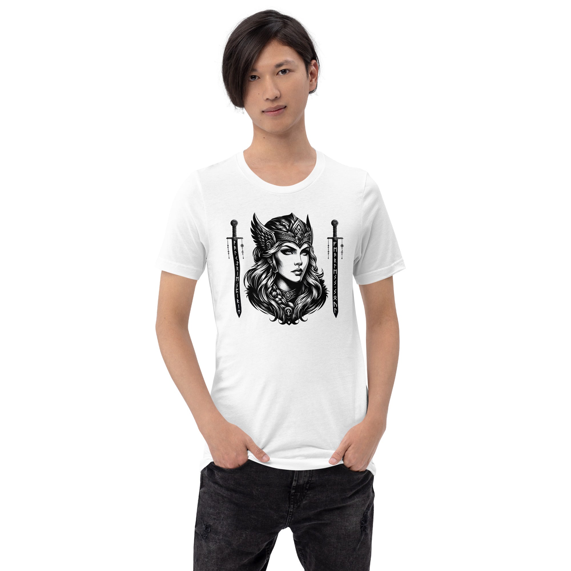 Viking Fearless - Valhalla Norse Apparel Black White Design Short-Sleeve Unisex T-Shirt