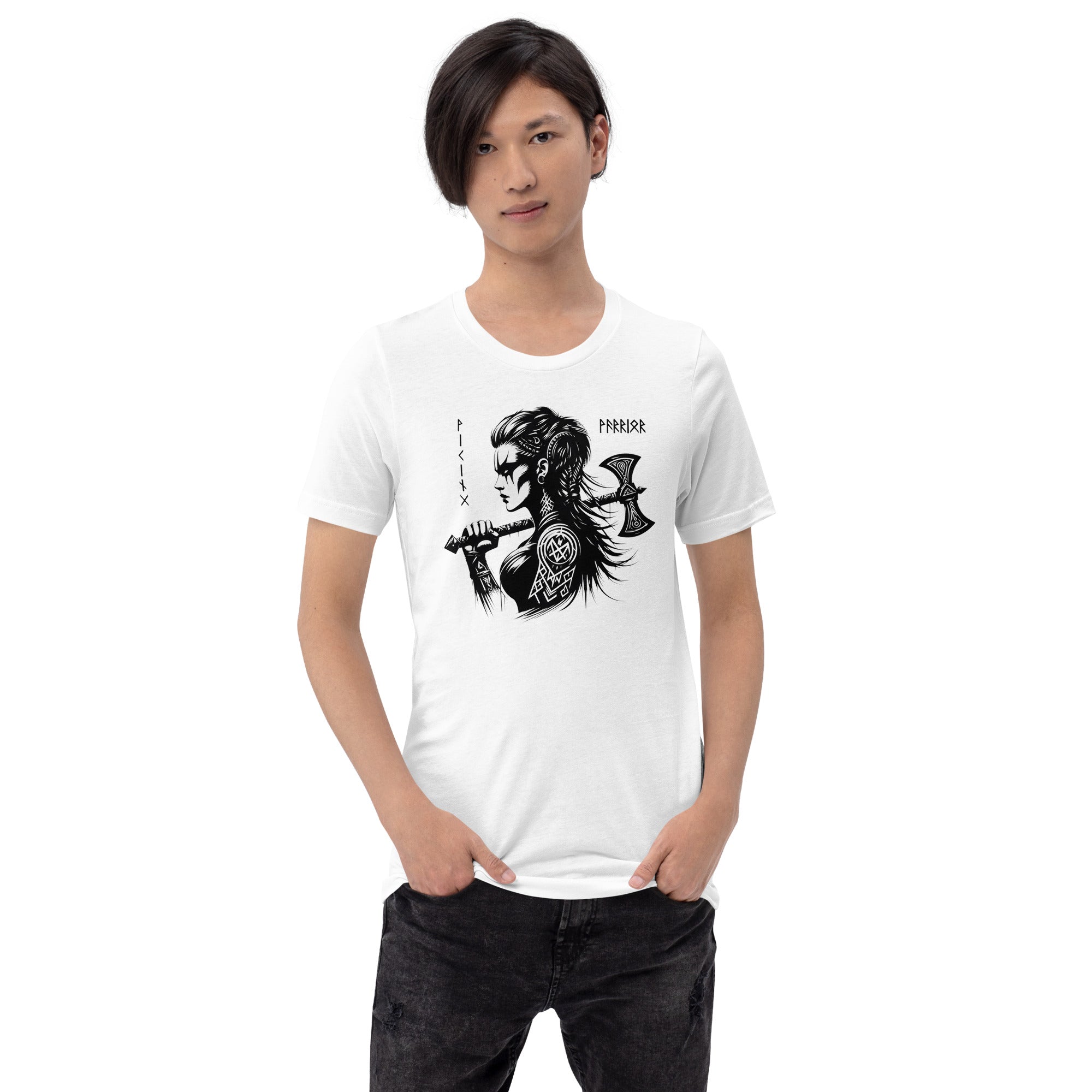 Viking Defender - Valhalla Norse Apparel Black White Design Short-Sleeve Unisex T-Shirt