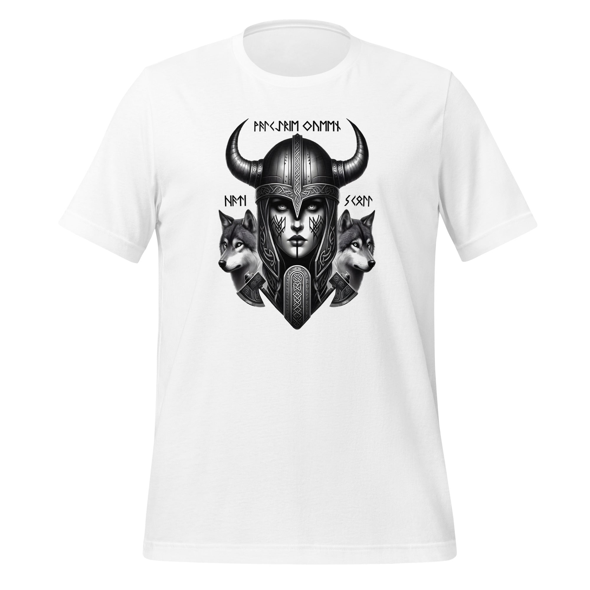 Viking Wolfsmaiden - Valhalla Norse Apparel Black White Design Short-Sleeve Unisex T-Shirt