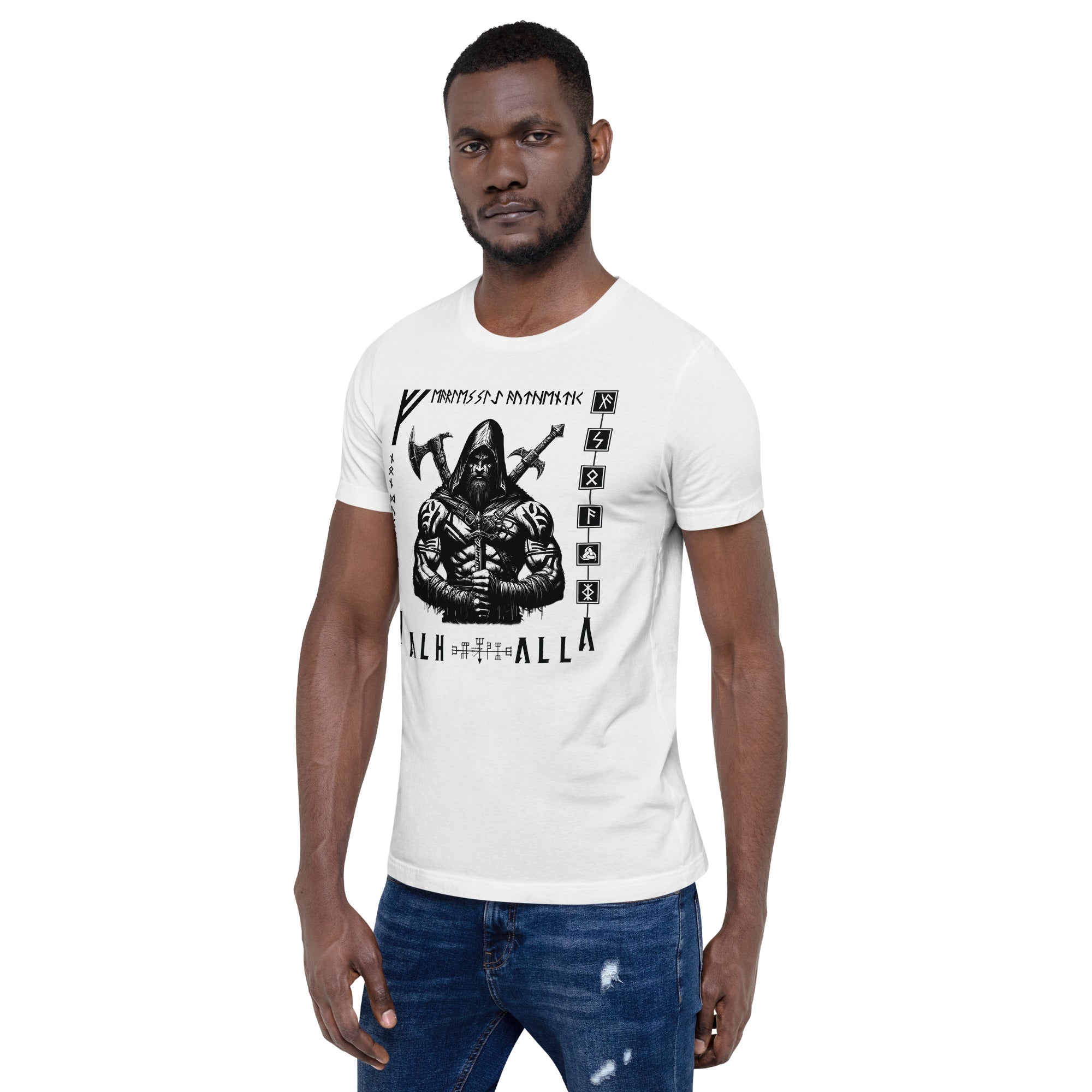 Viking Leader - Valhalla Norse Apparel Black White Short-Sleeve Unisex T-Shirt