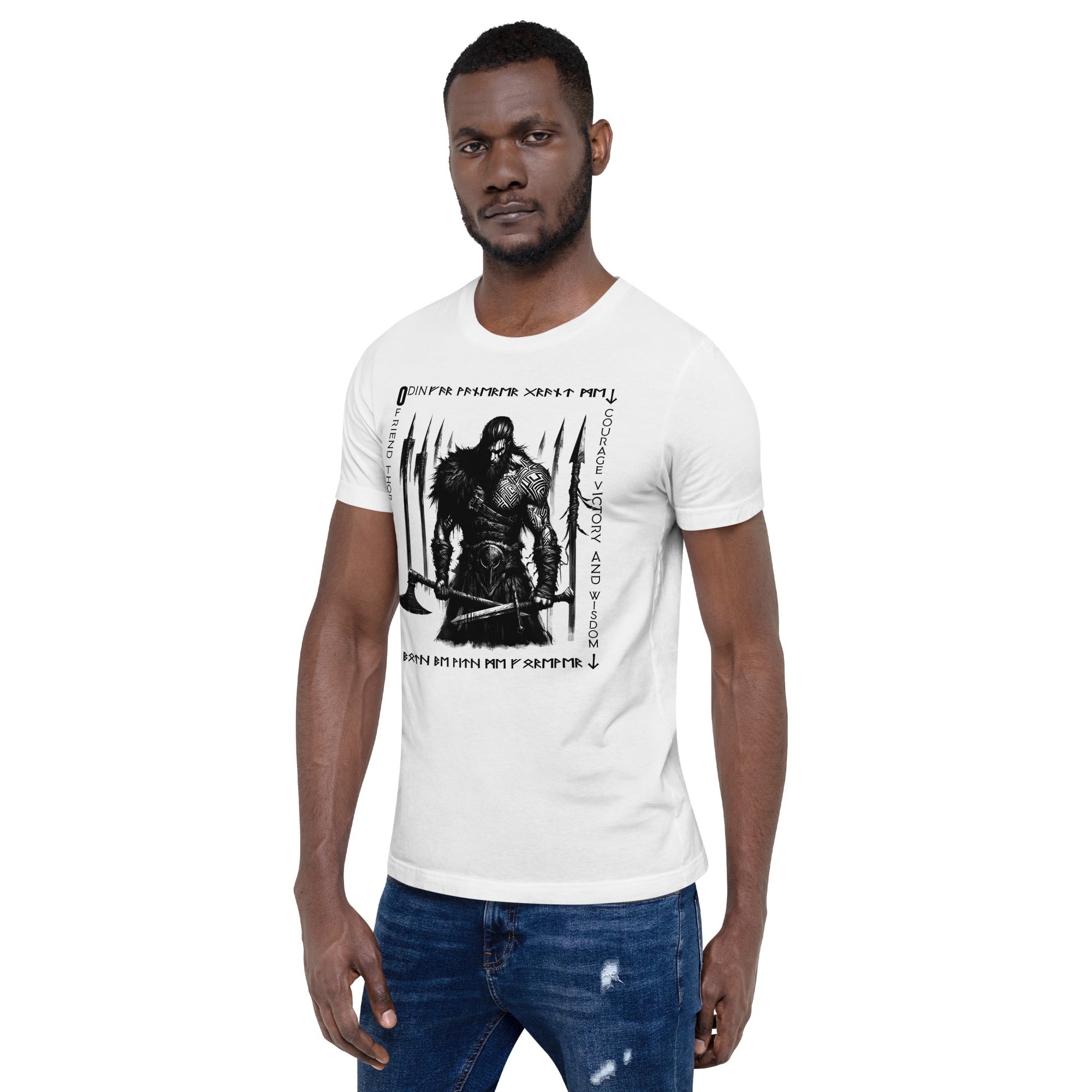 Viking Wanderer - Valhalla Apparel Black White Short-Sleeve Unisex T-Shirt