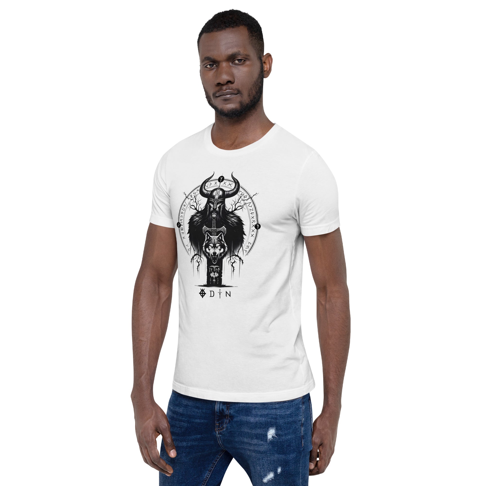 Viking Legend - Valhalla Norse Apparel Black White Short-Sleeve Unisex T-Shirt