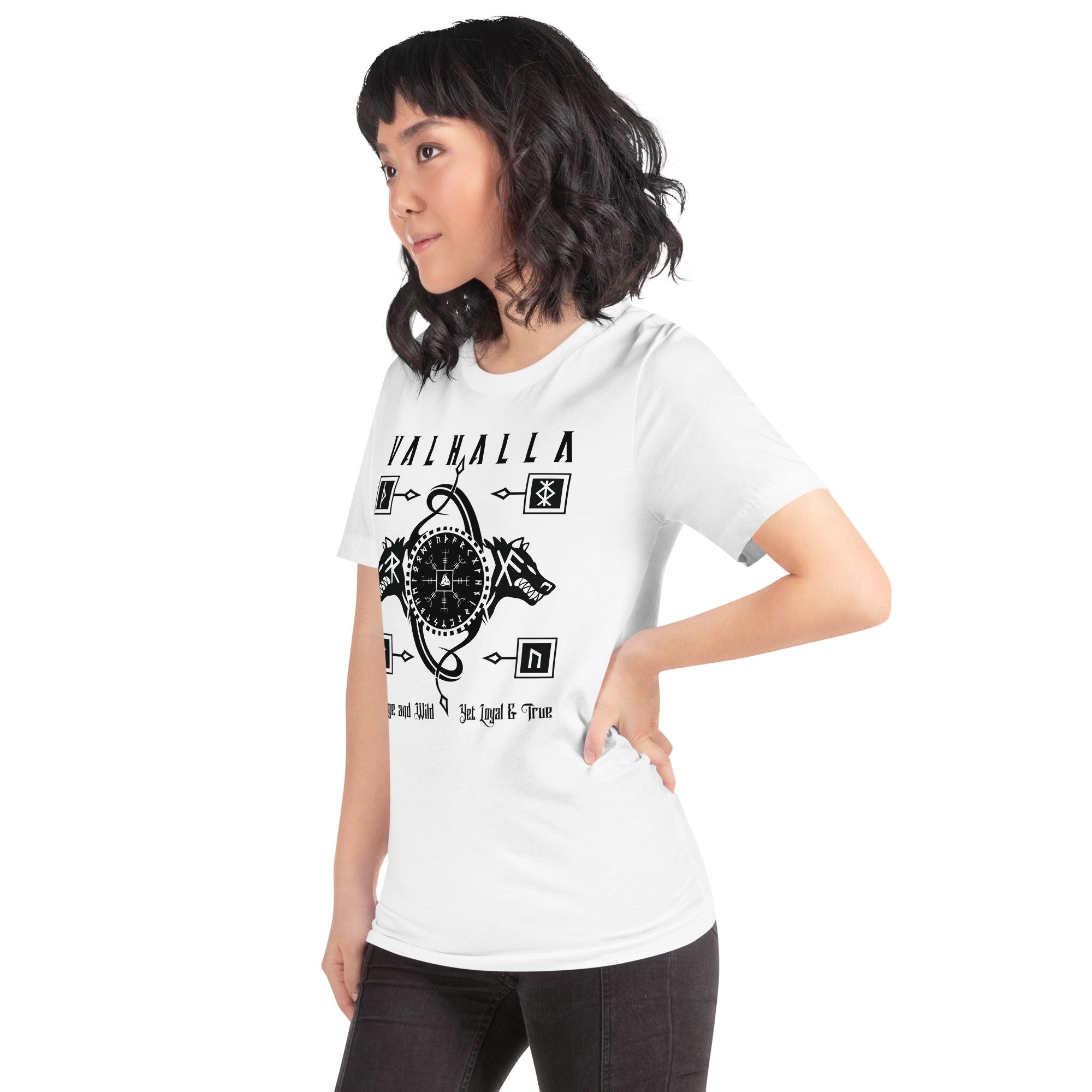 Viking Wolves - Valhalla Norse Apparel Black White Short-Sleeve Unisex T-Shirt