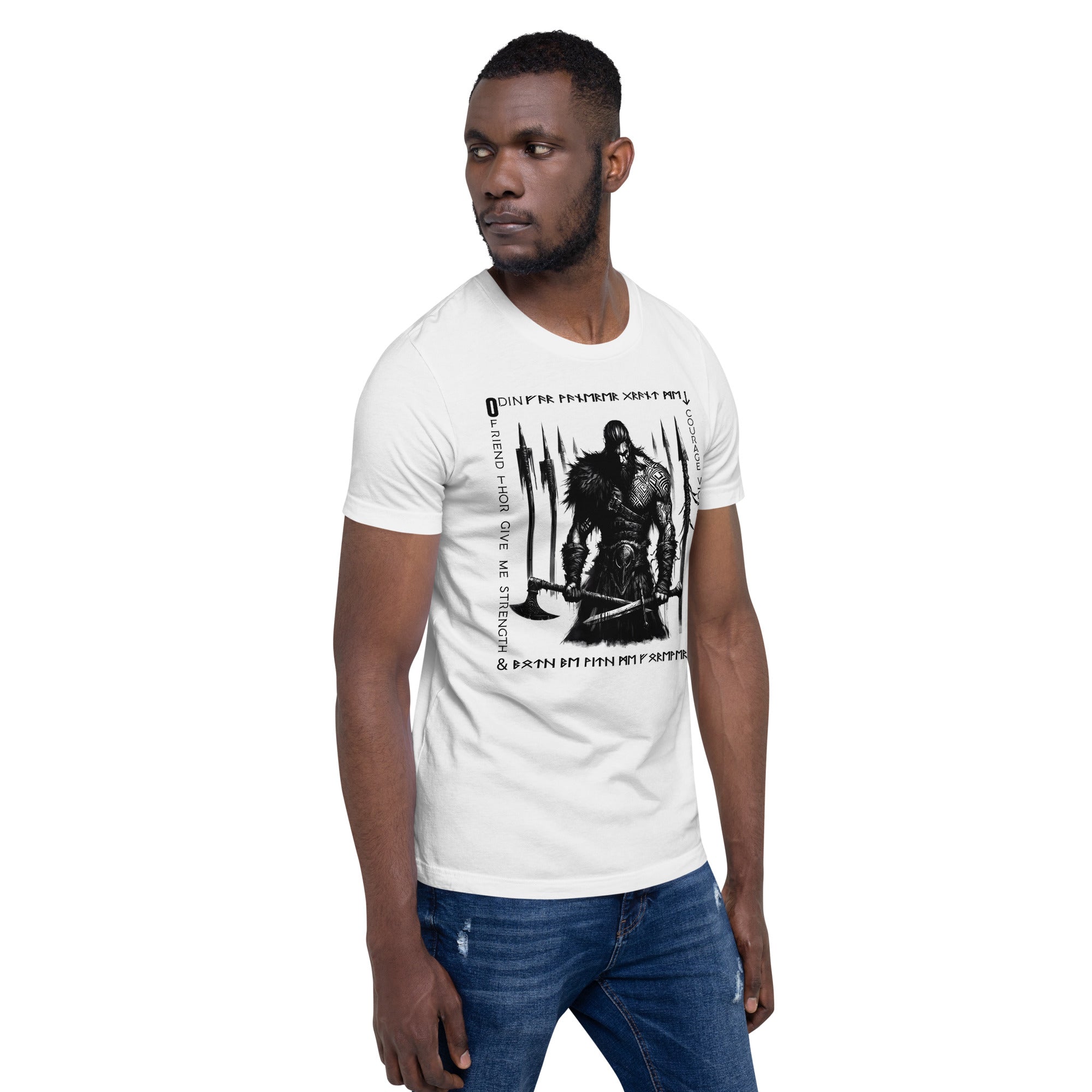 Viking Wanderer - Valhalla Apparel Black White Short-Sleeve Unisex T-Shirt