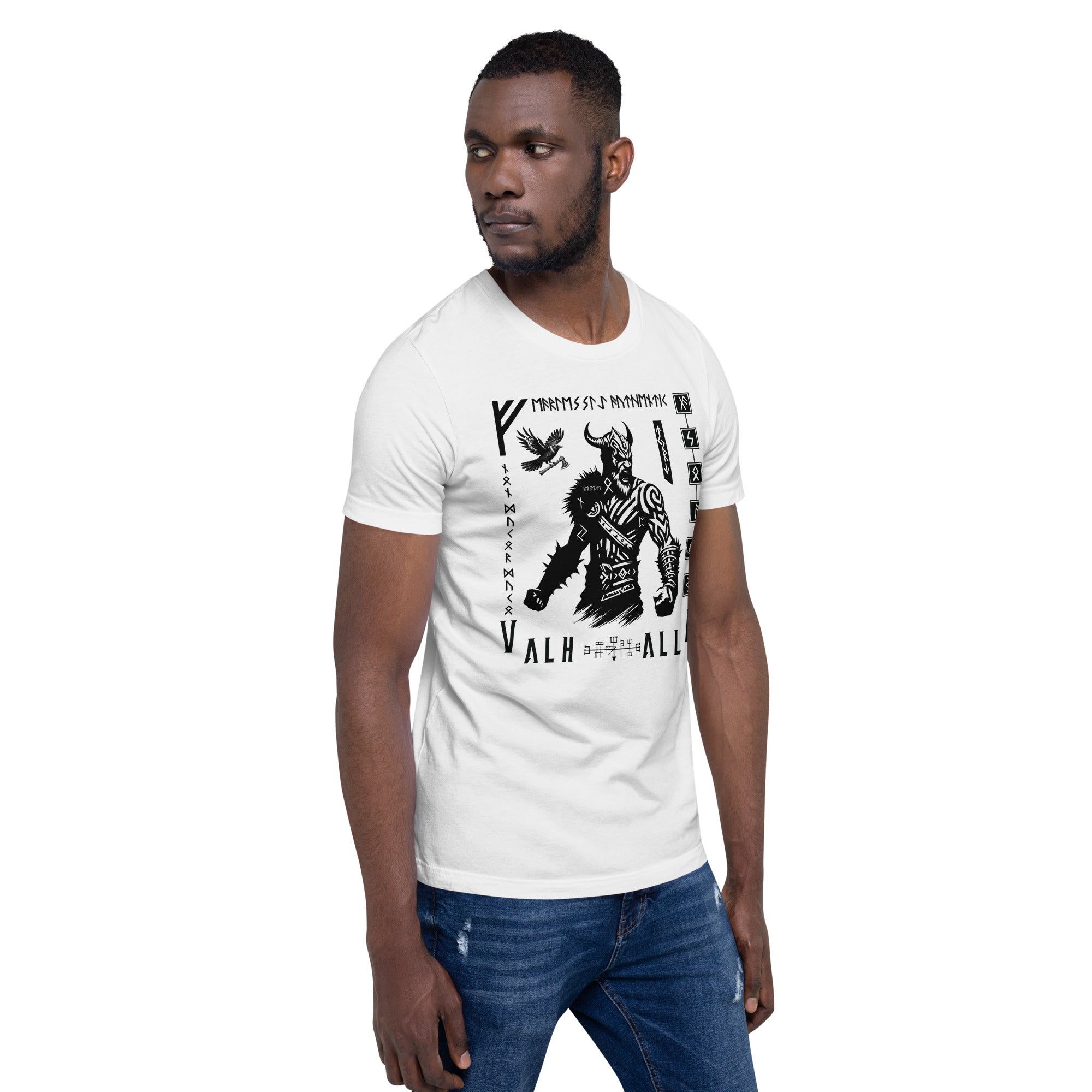 Viking Rampage - Valhalla Norse Apparel Black White Short-Sleeve Unisex T-Shirt