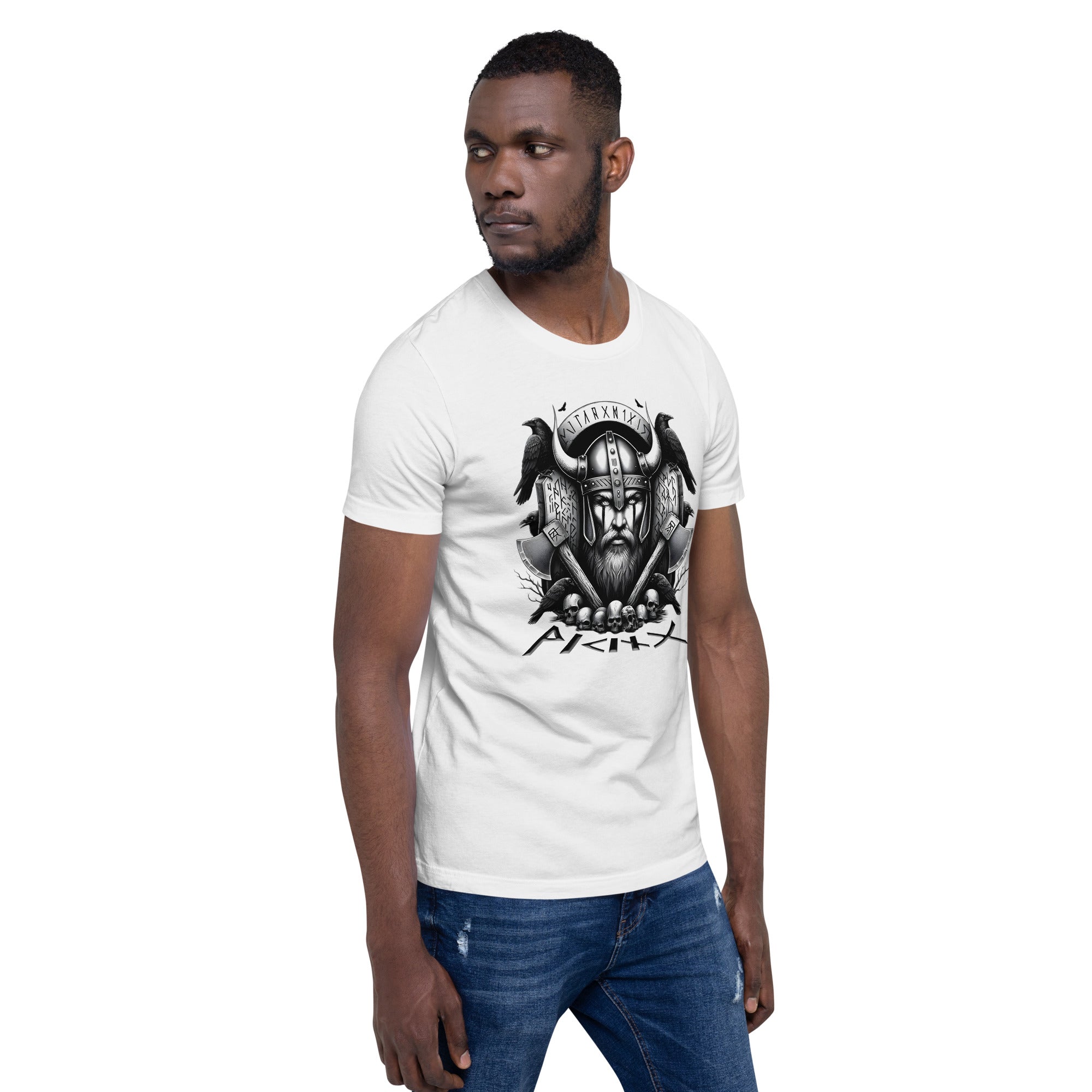 Viking Rememberance - Valhalla Norse Apparel Black White Short-Sleeve Unisex T-Shirt