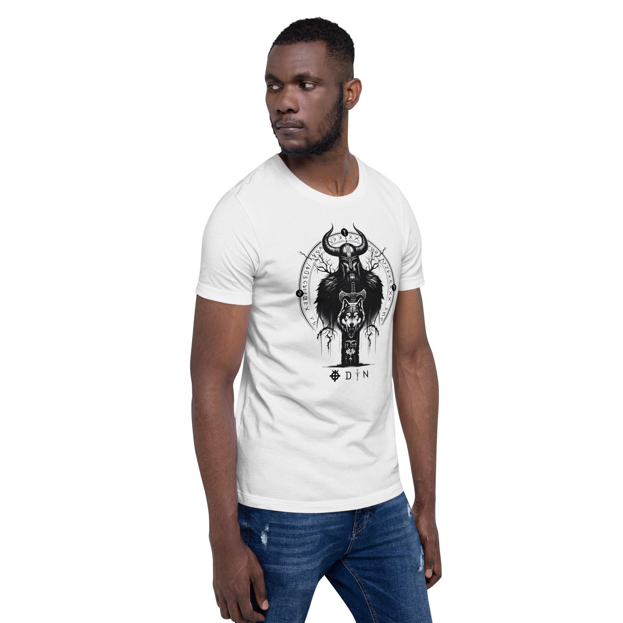 Viking Legend - Valhalla Norse Apparel Black White Short-Sleeve Unisex T-Shirt