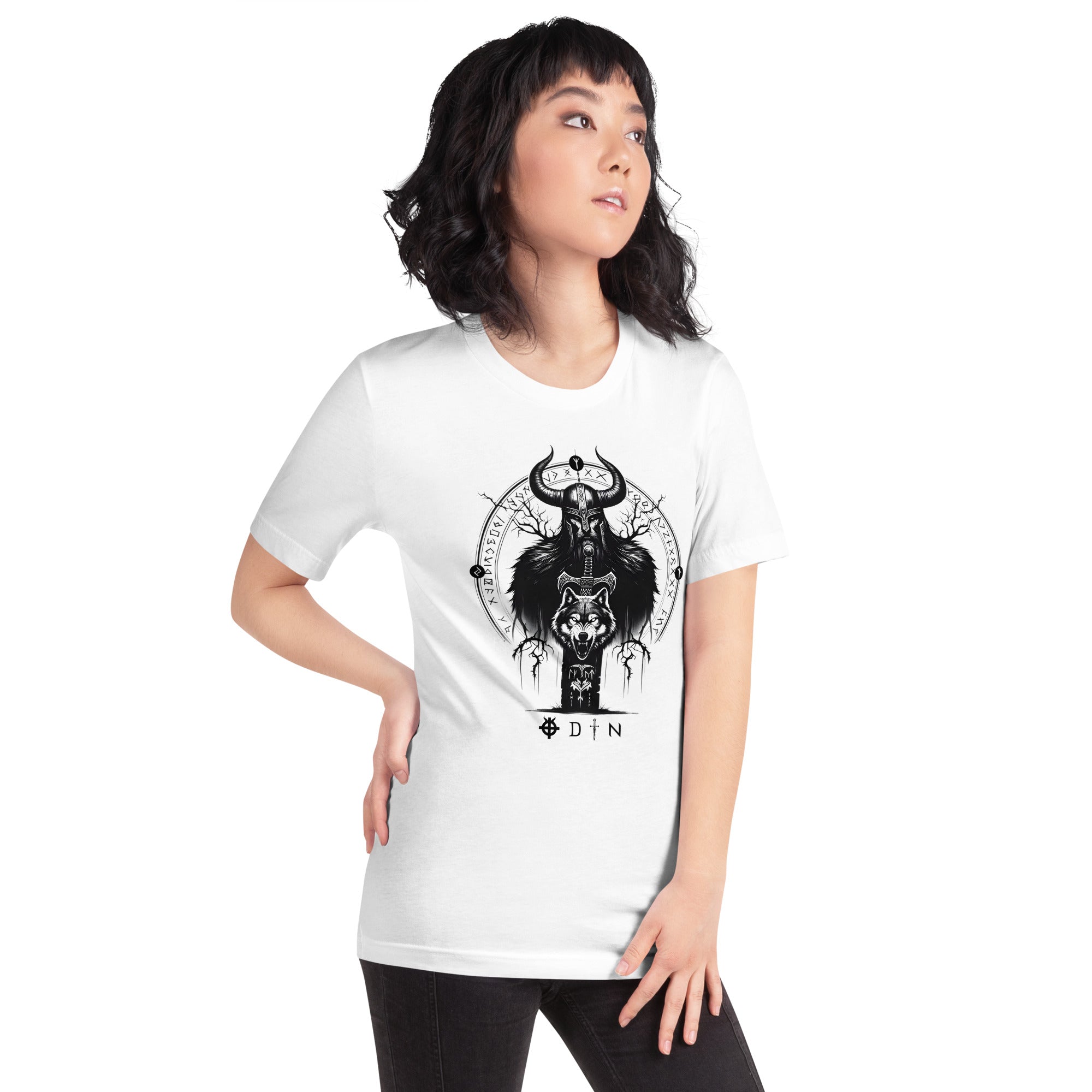 Viking Legend - Valhalla Norse Apparel Black White Short-Sleeve Unisex T-Shirt