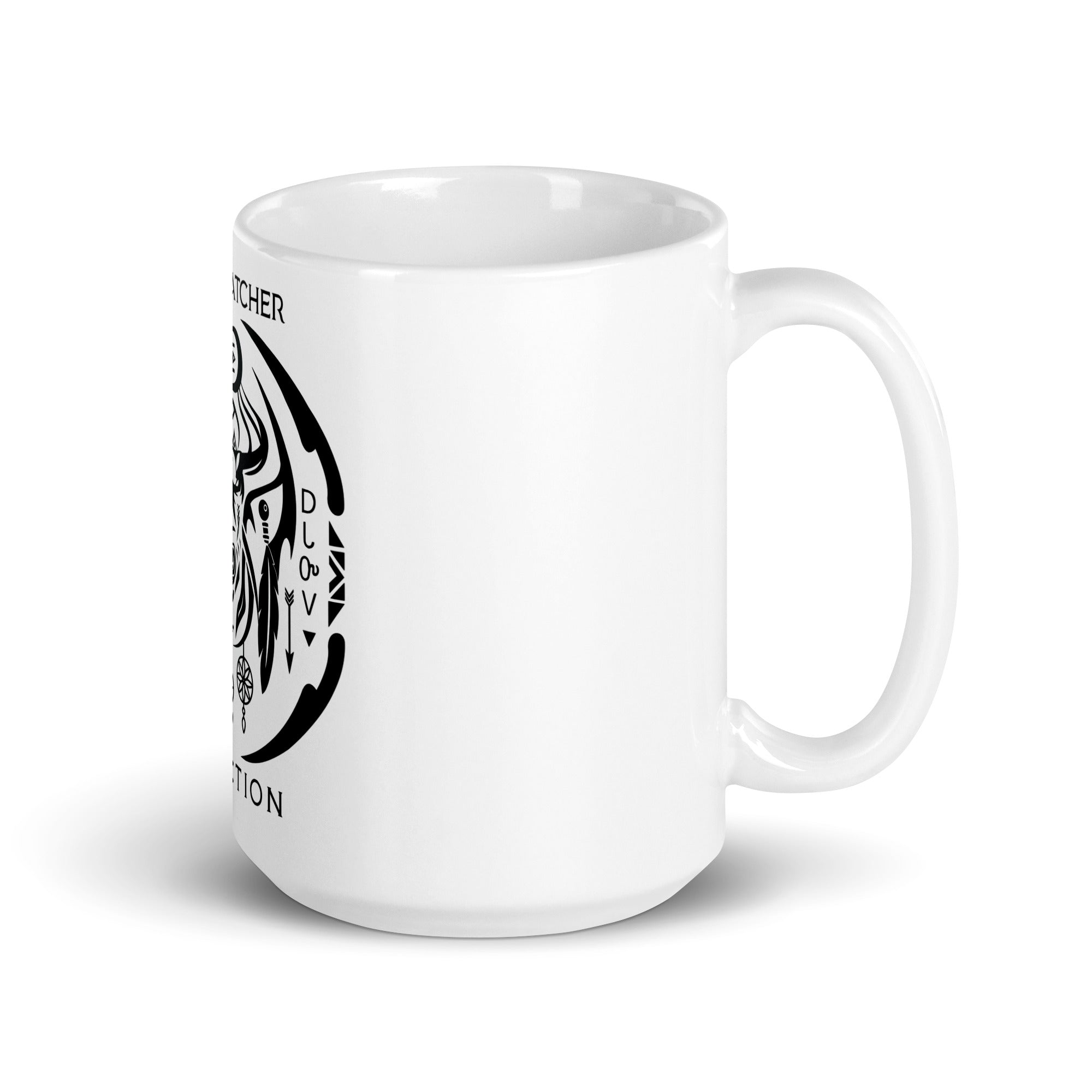 White Glossy 'Buffalo Spirit’ Dreamcatcher Talisman Inspired Design Mug