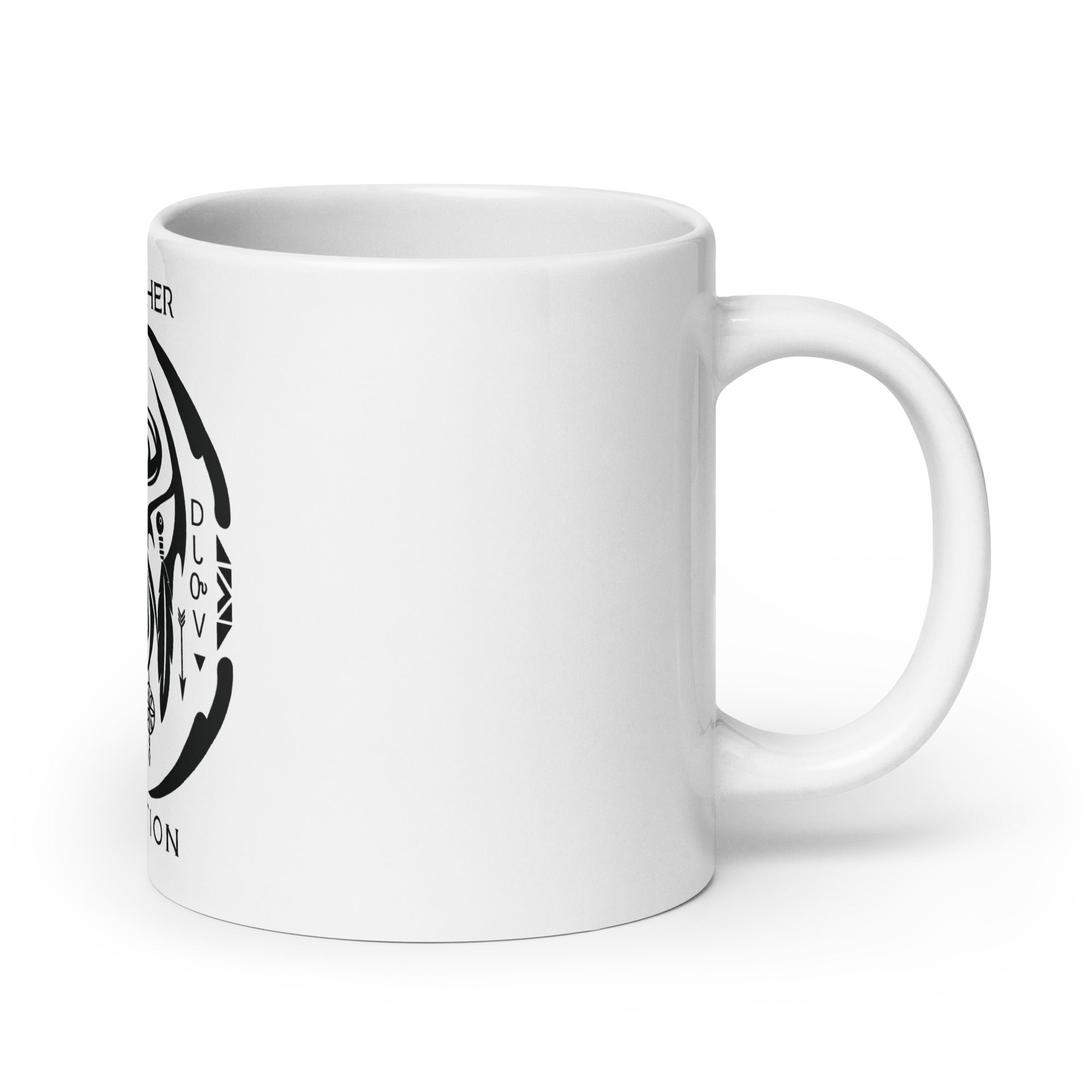 White Glossy 'Buffalo Spirit’ Dreamcatcher Talisman Inspired Design Mug